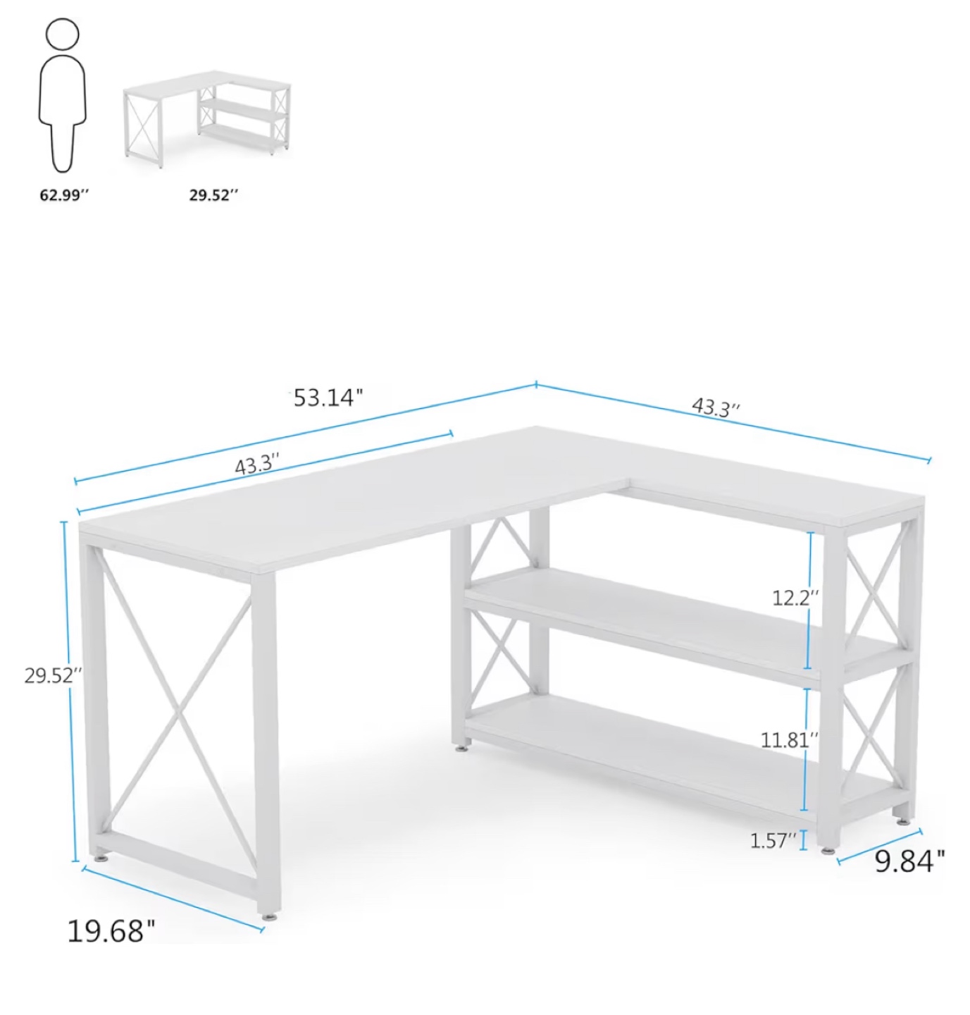 Chic L-Shaped Desk + Storage Shelves - photo 2