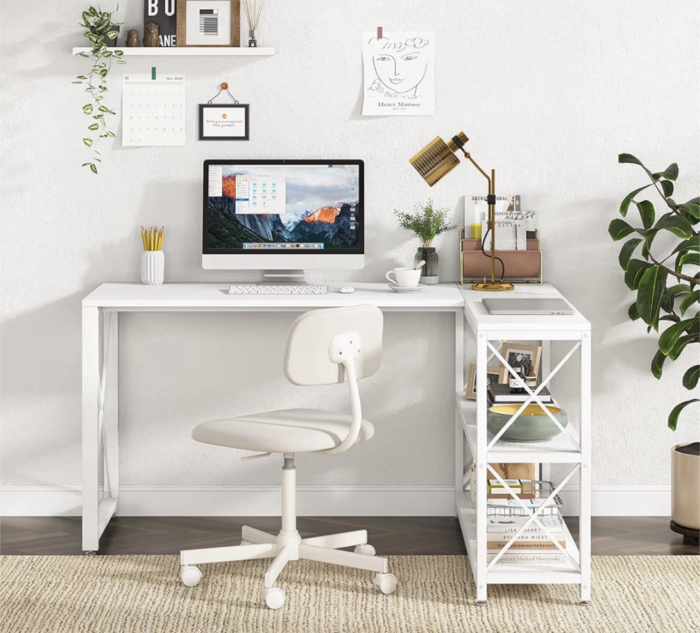 Chic L-Shaped Desk + Storage Shelves - photo 3