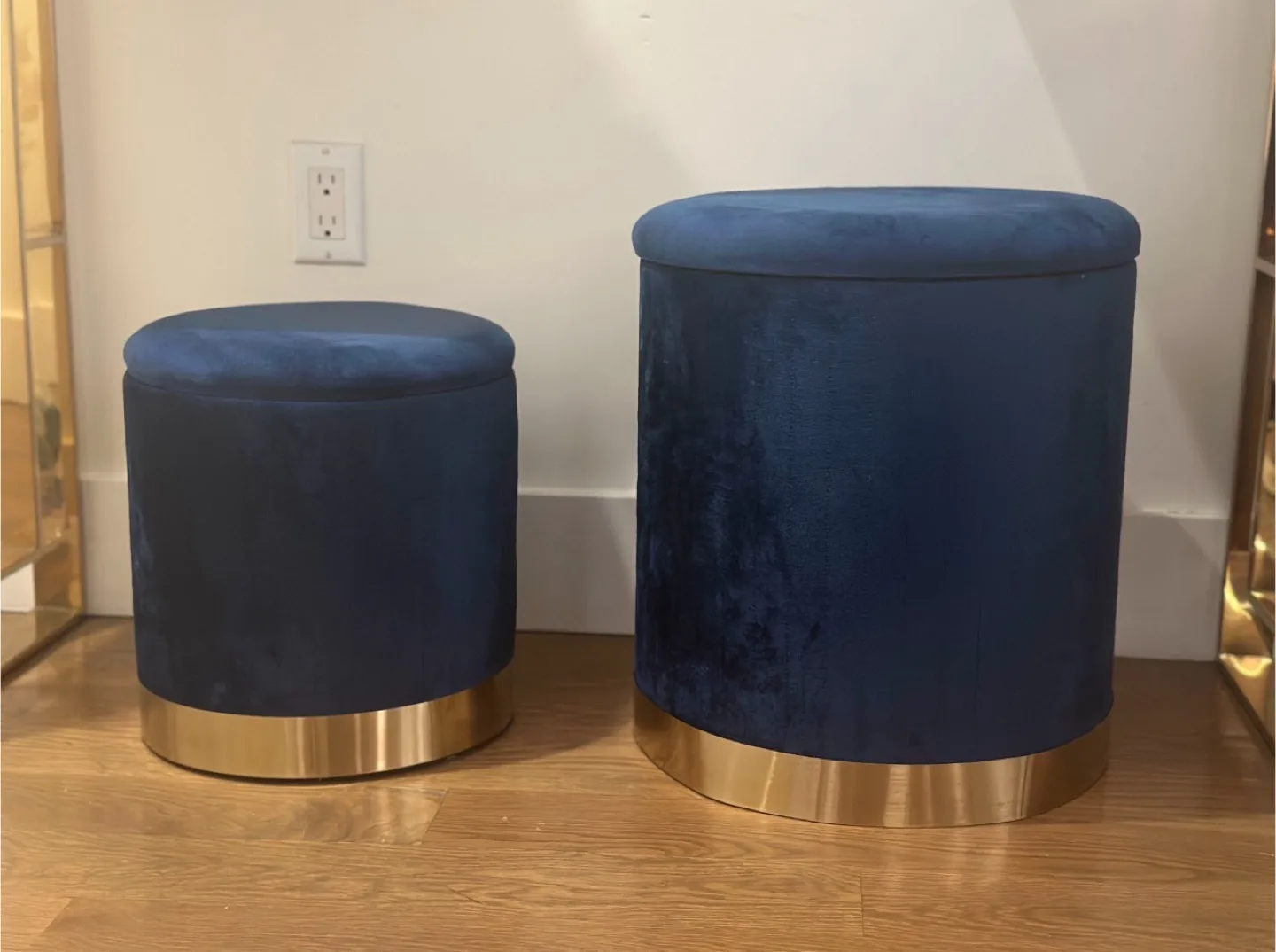 Blue Velvet Stool Set thumbnail