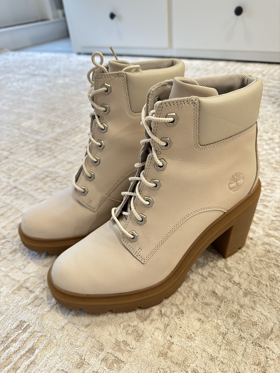 Women's Ivory Lace-Up Boots