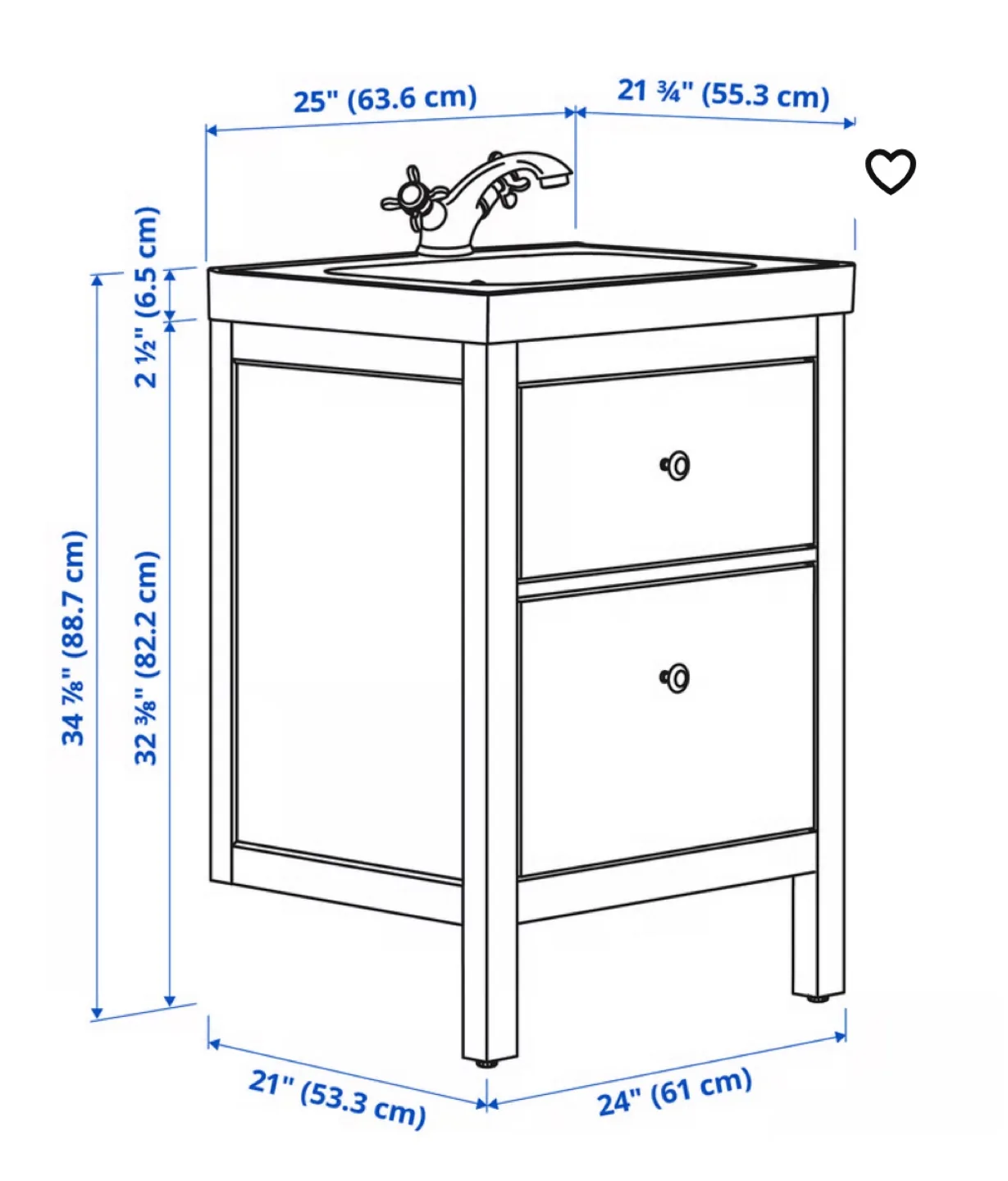 IKEA HEMNES BATHROOM CABINET WITH SINK(NO FAUCET)•ALL NEW! image indicator(4)
