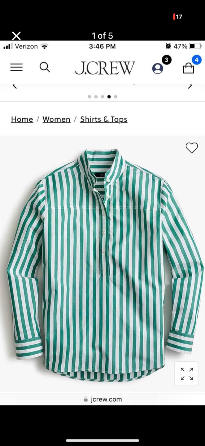 J.Crew Green and White Striped Shirt  NEW