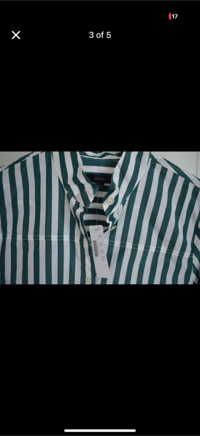 J.Crew Green and White Striped Shirt  NEW - photo 3