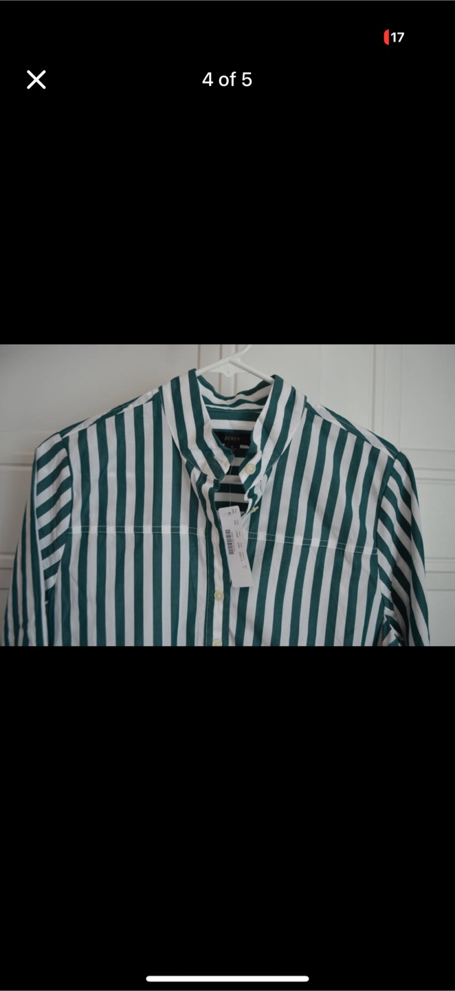 J.Crew Green and White Striped Shirt  NEW - photo 4