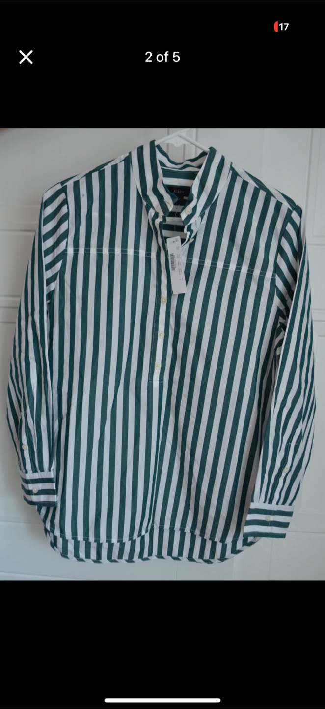 J.Crew Green and White Striped Shirt  NEW - photo 2