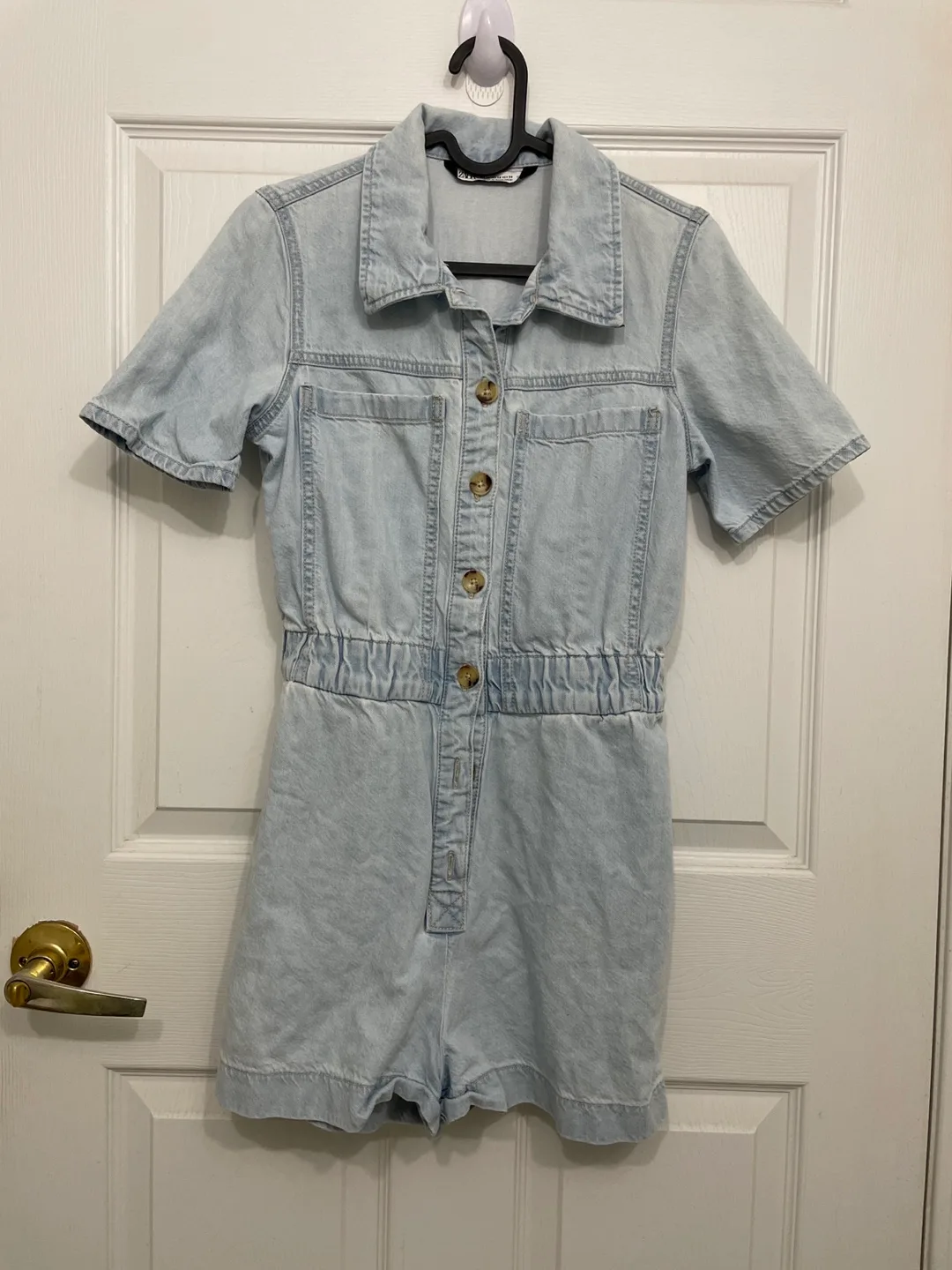 Zara Denim Romper thumbnail