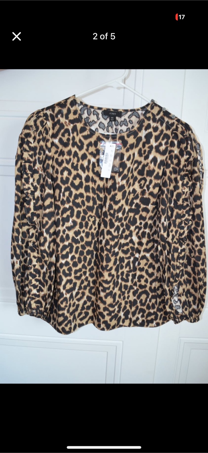 J. Crew Leopard Ruffle Sleeve Top NEW - photo 2