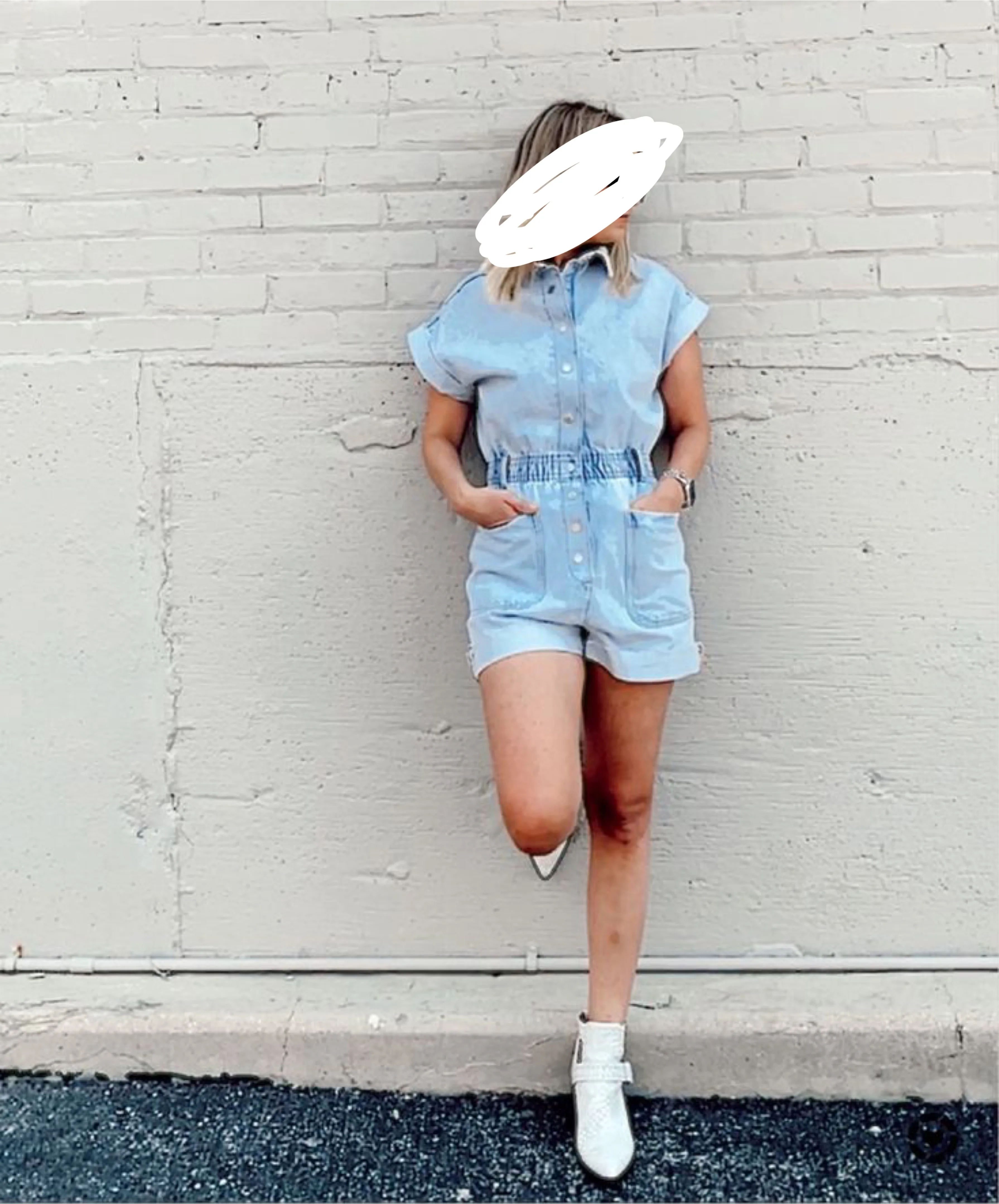 Zara Denim Romper thumbnail