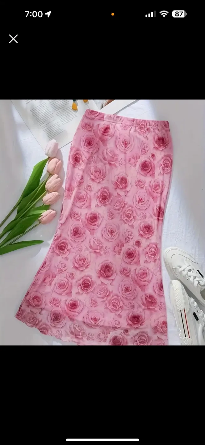 Rose Print Maxi Skirt thumbnail