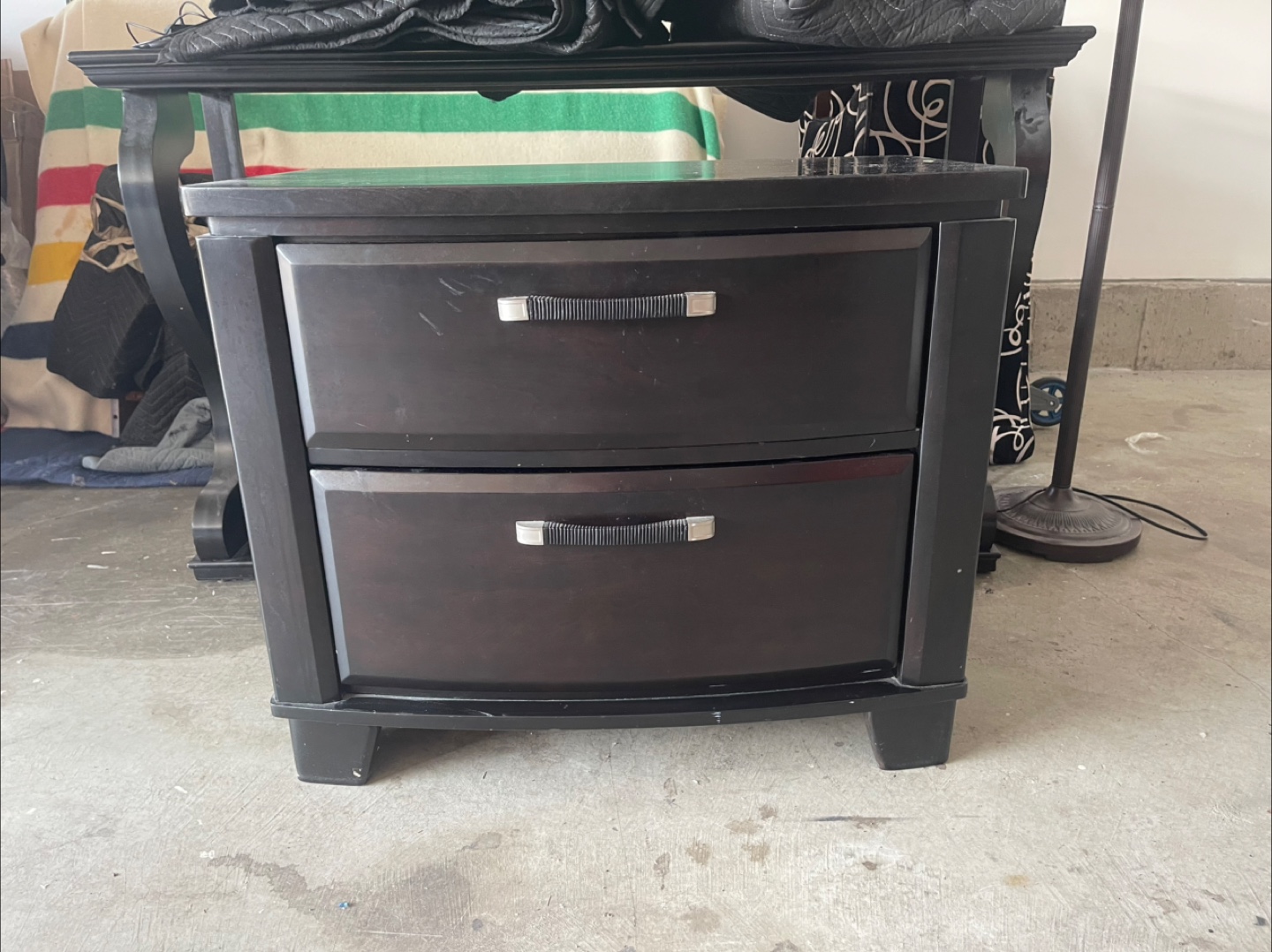 Dark Brown Two Drawer Nightstand