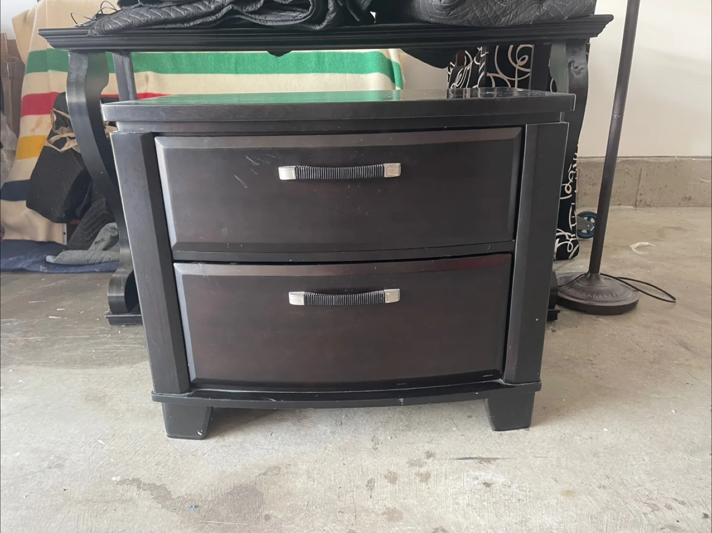 Dark Brown Two Drawer Nightstand thumbnail