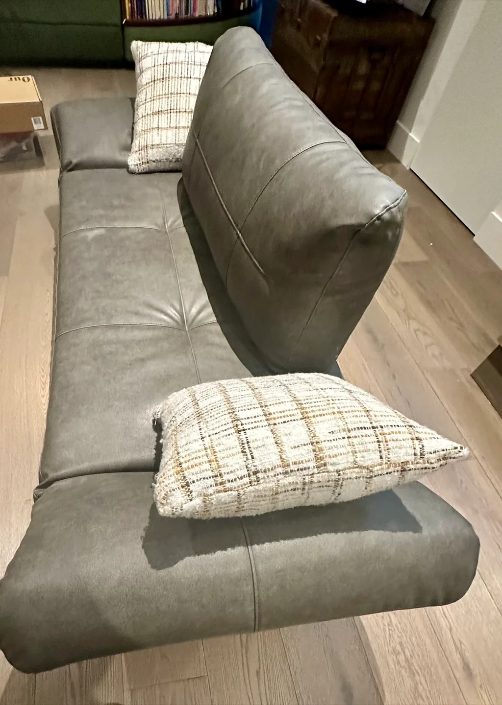 Grey Faux Leather Daybed Sofa -will drop off image indicator(4)