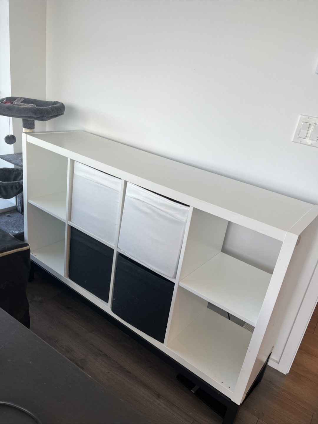 White cube storage shelf