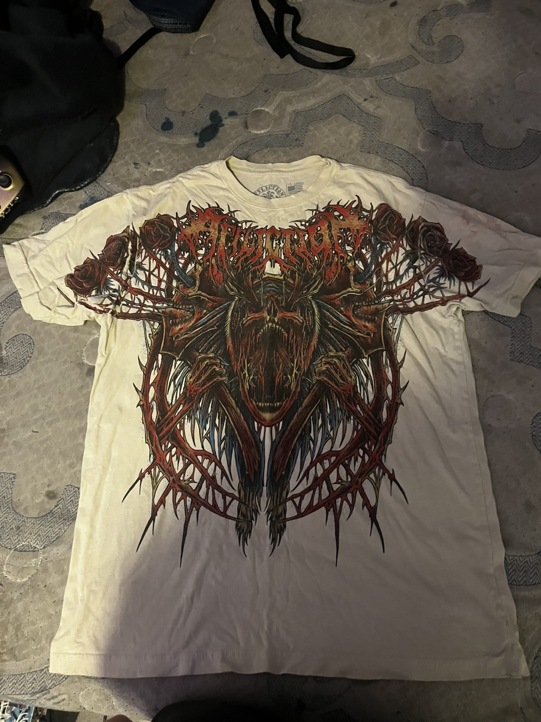 2XL affliction graphic tee fits like large