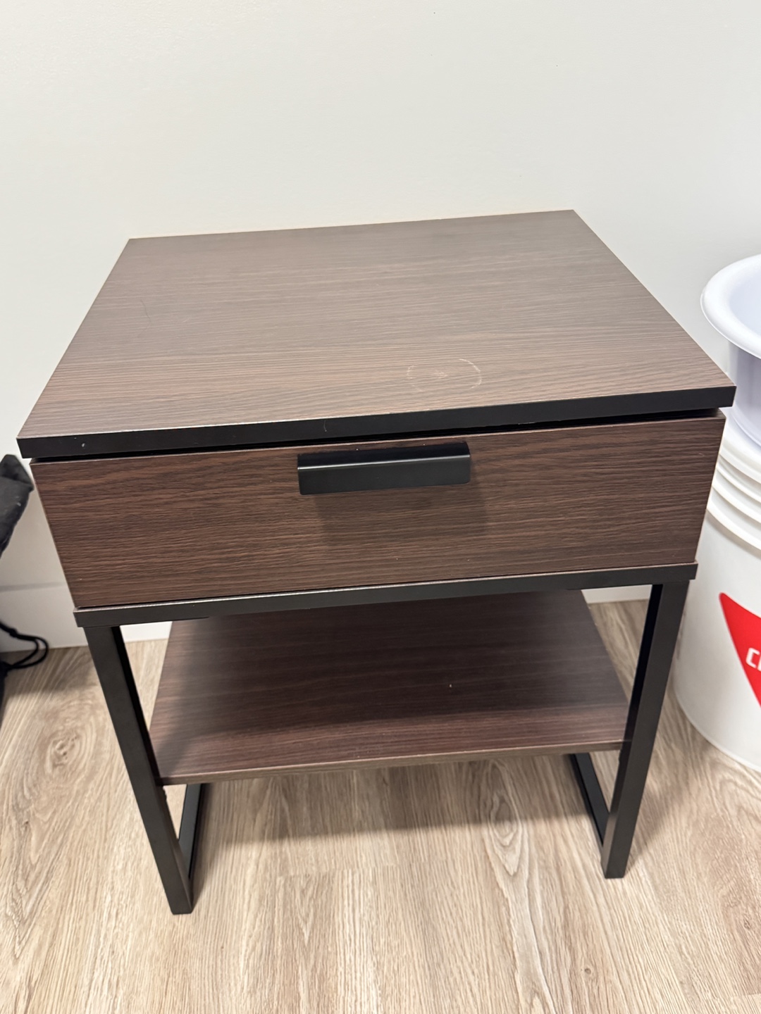 Wooden Nightstand with Drawer and Shelf - photo 2
