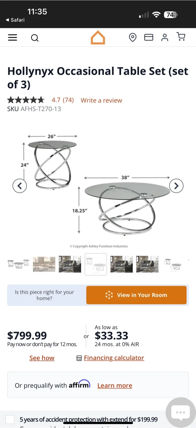 Modern Glass coffee table thumbnail