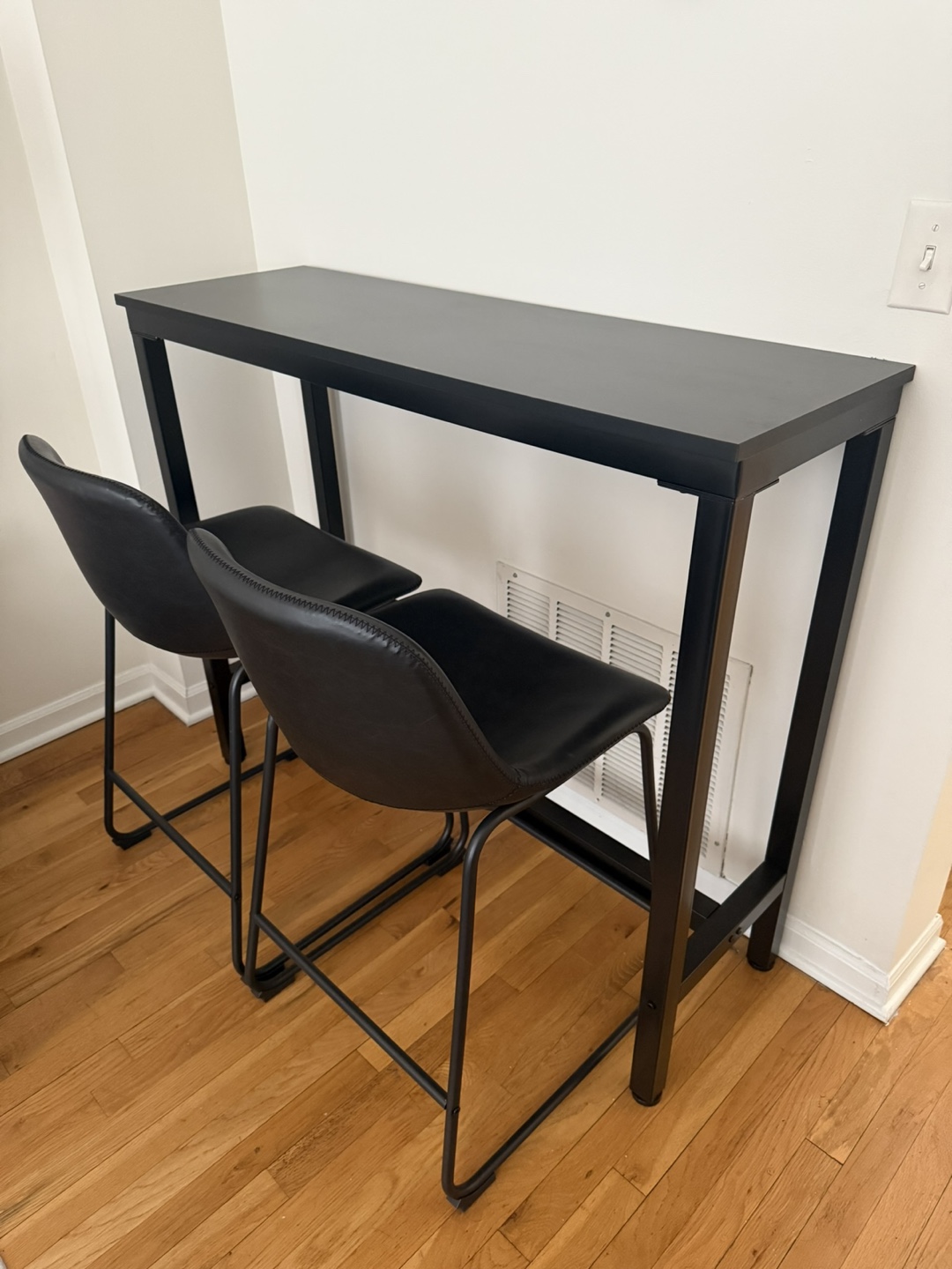 Black Bar Table with Two Chairs