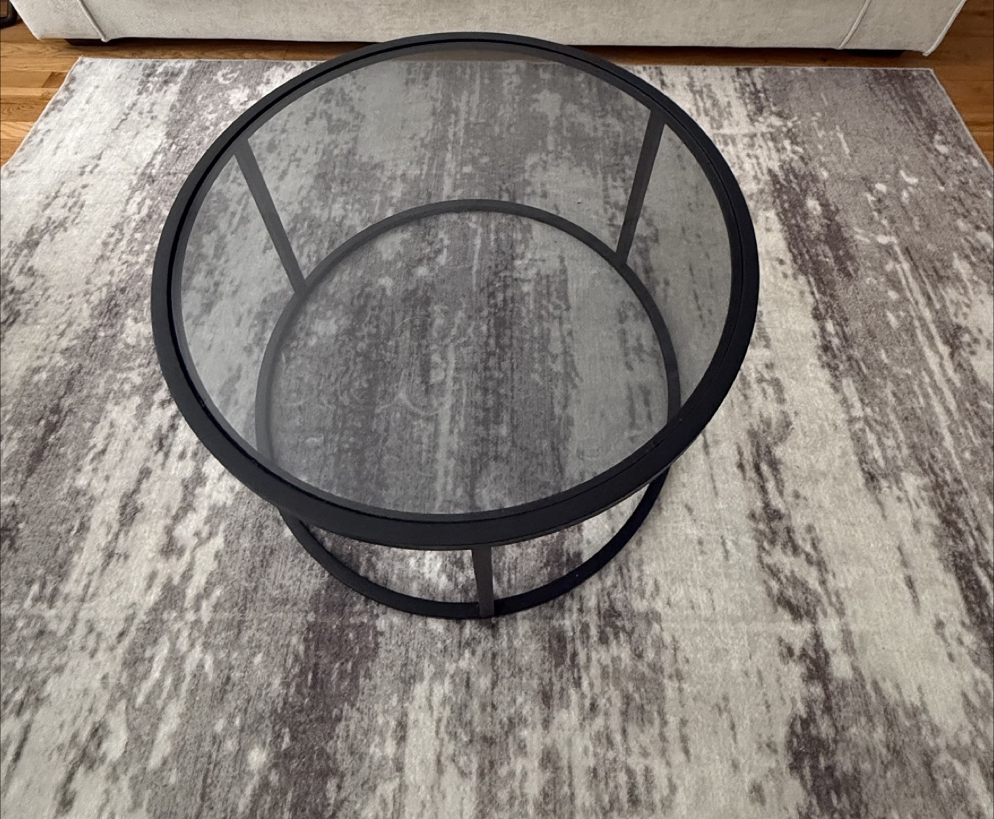 Round Coffee Table with Glass Top