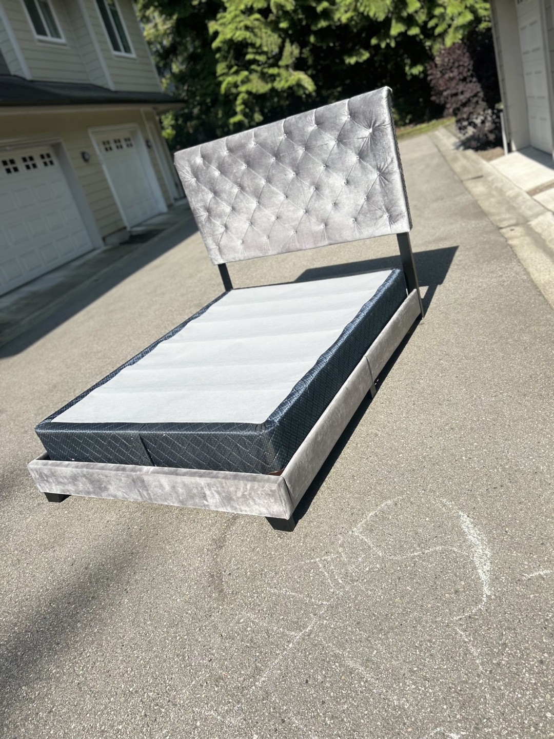 Double velvet  bed frame with mattress