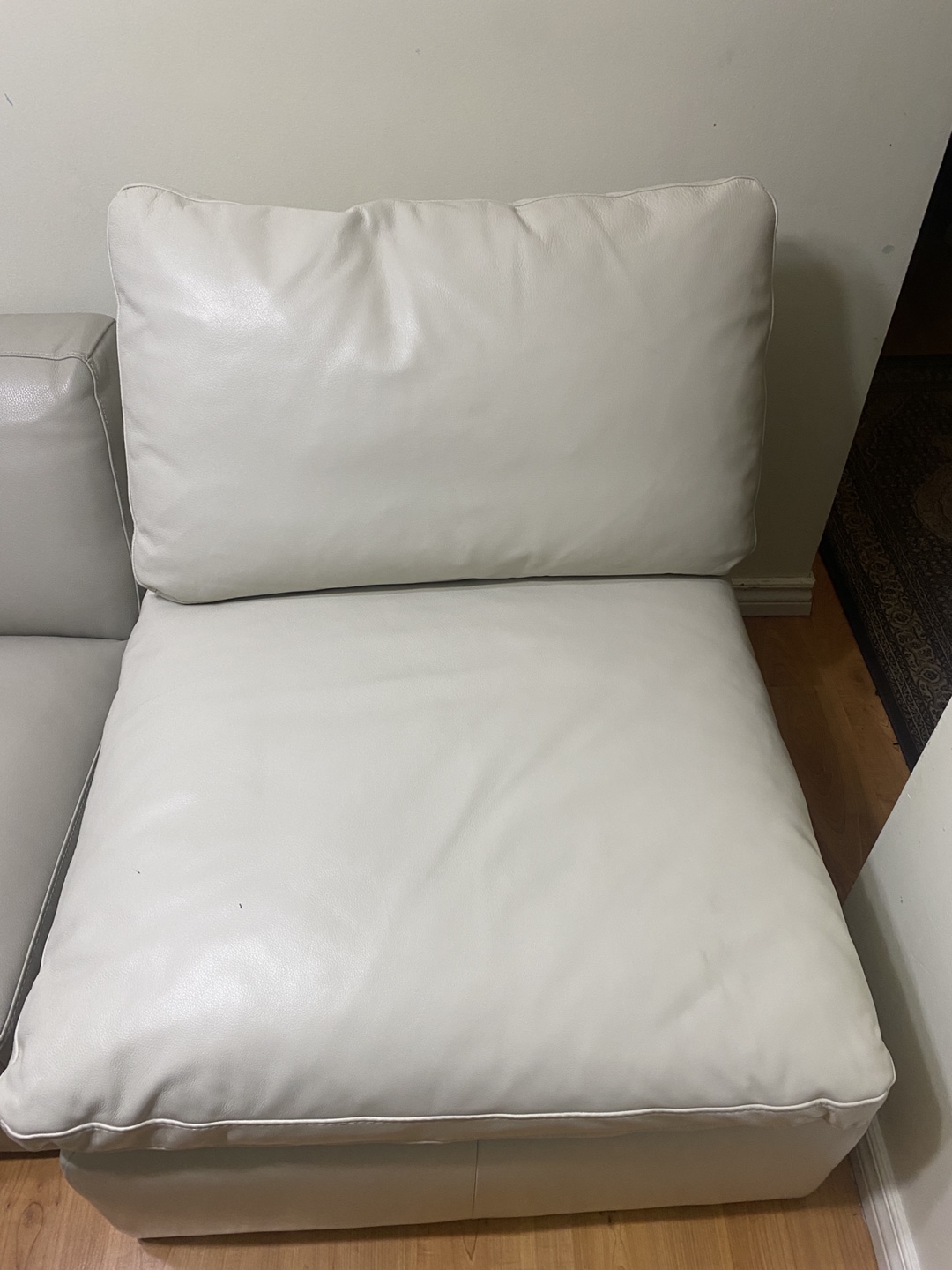 Cream-Coloured Leather Couch Cushion