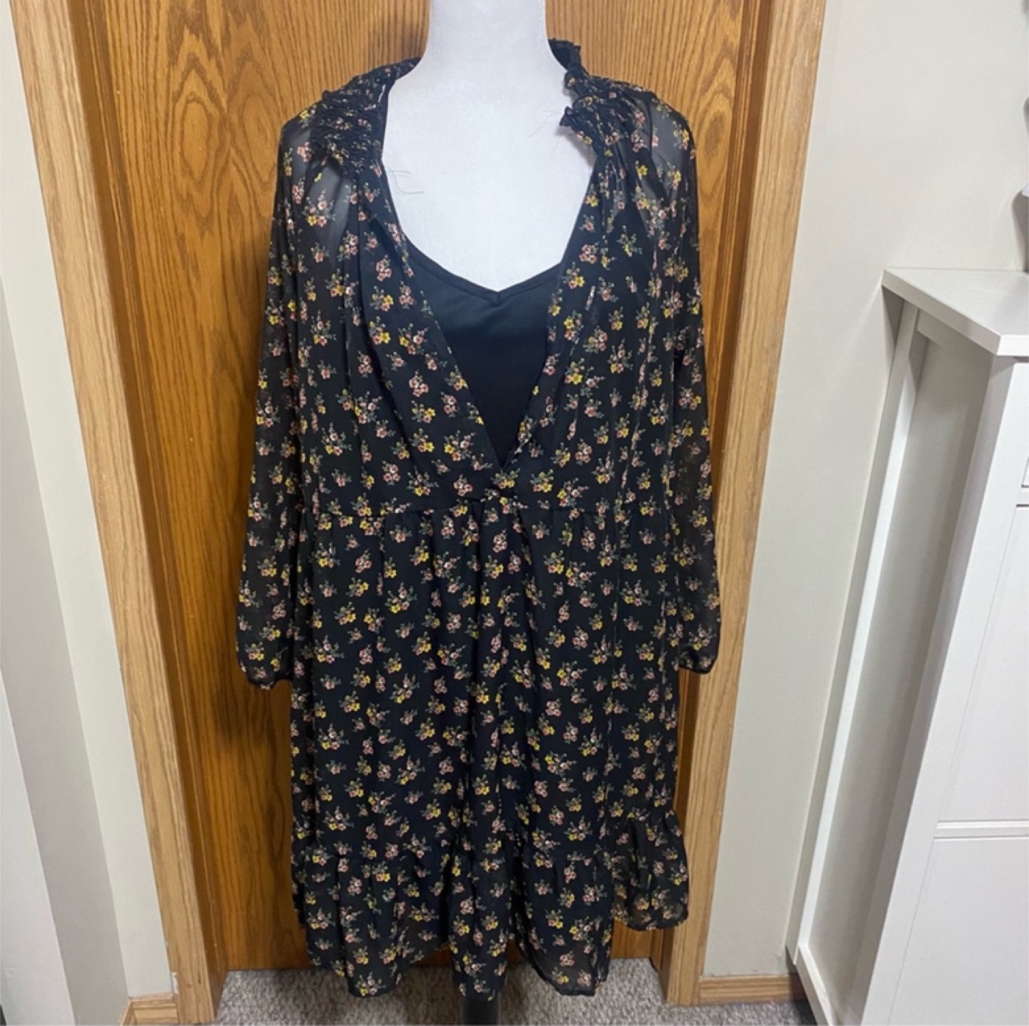 Long sleeve sheer dress with cami dress underneath - photo 2