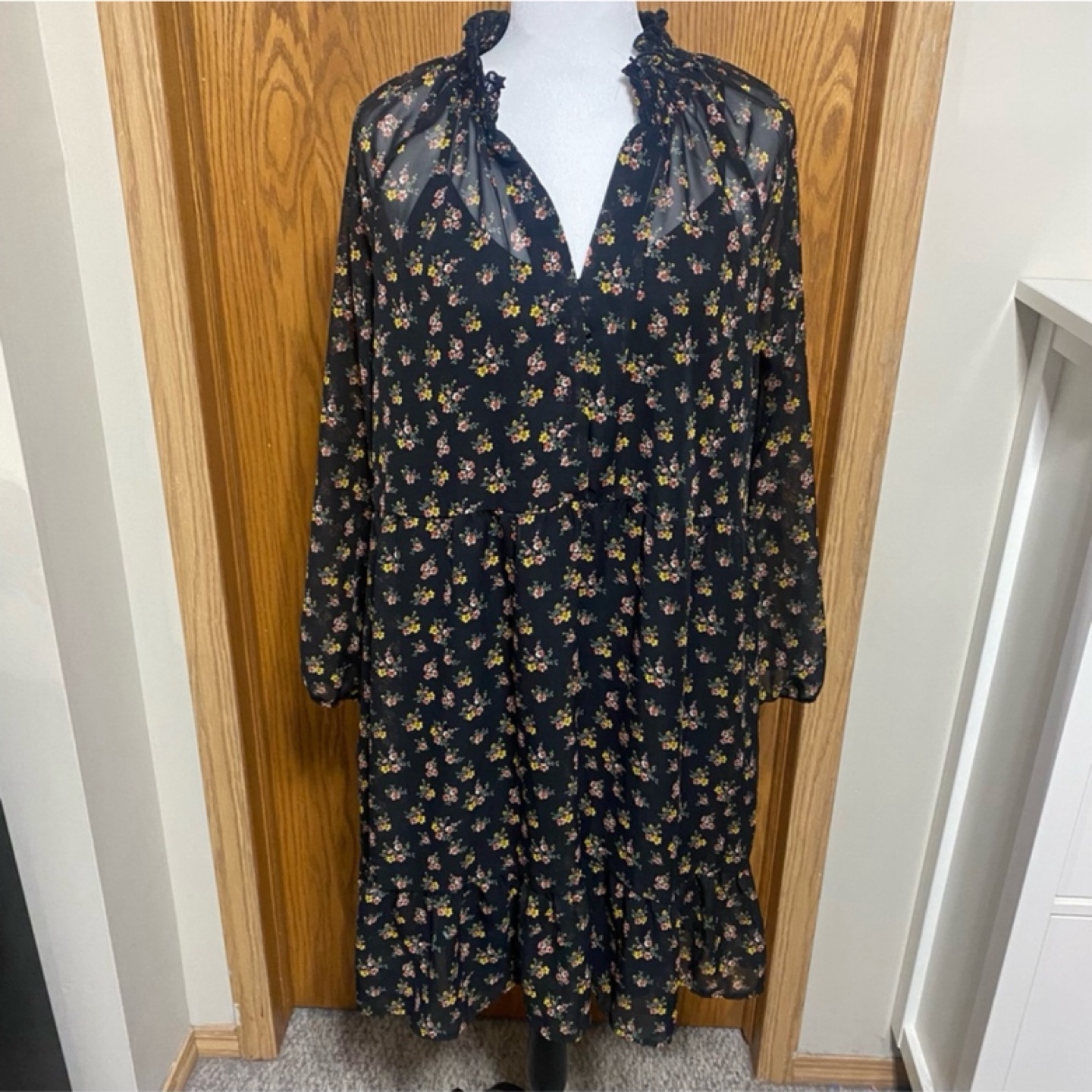 Long sleeve sheer dress with cami dress underneath - photo 3