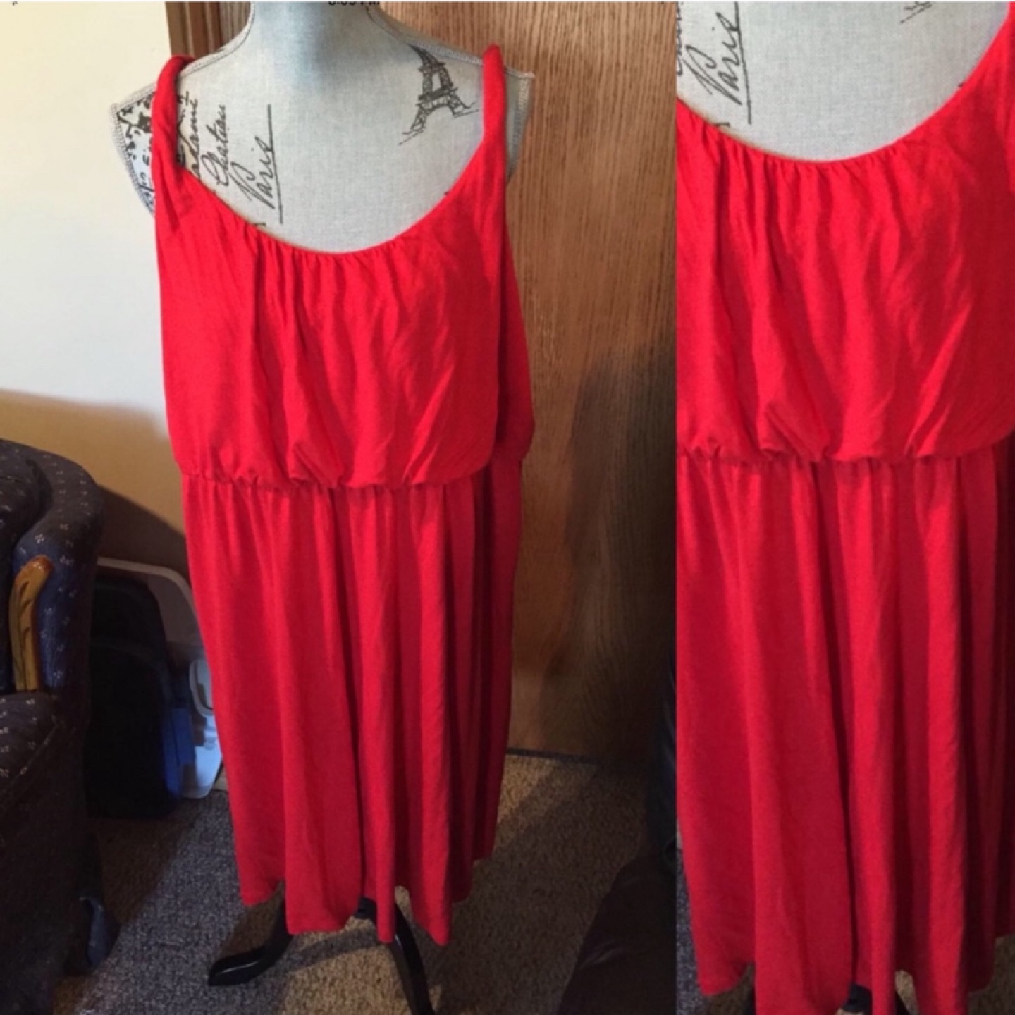 Cute red bubble dress empire waist
