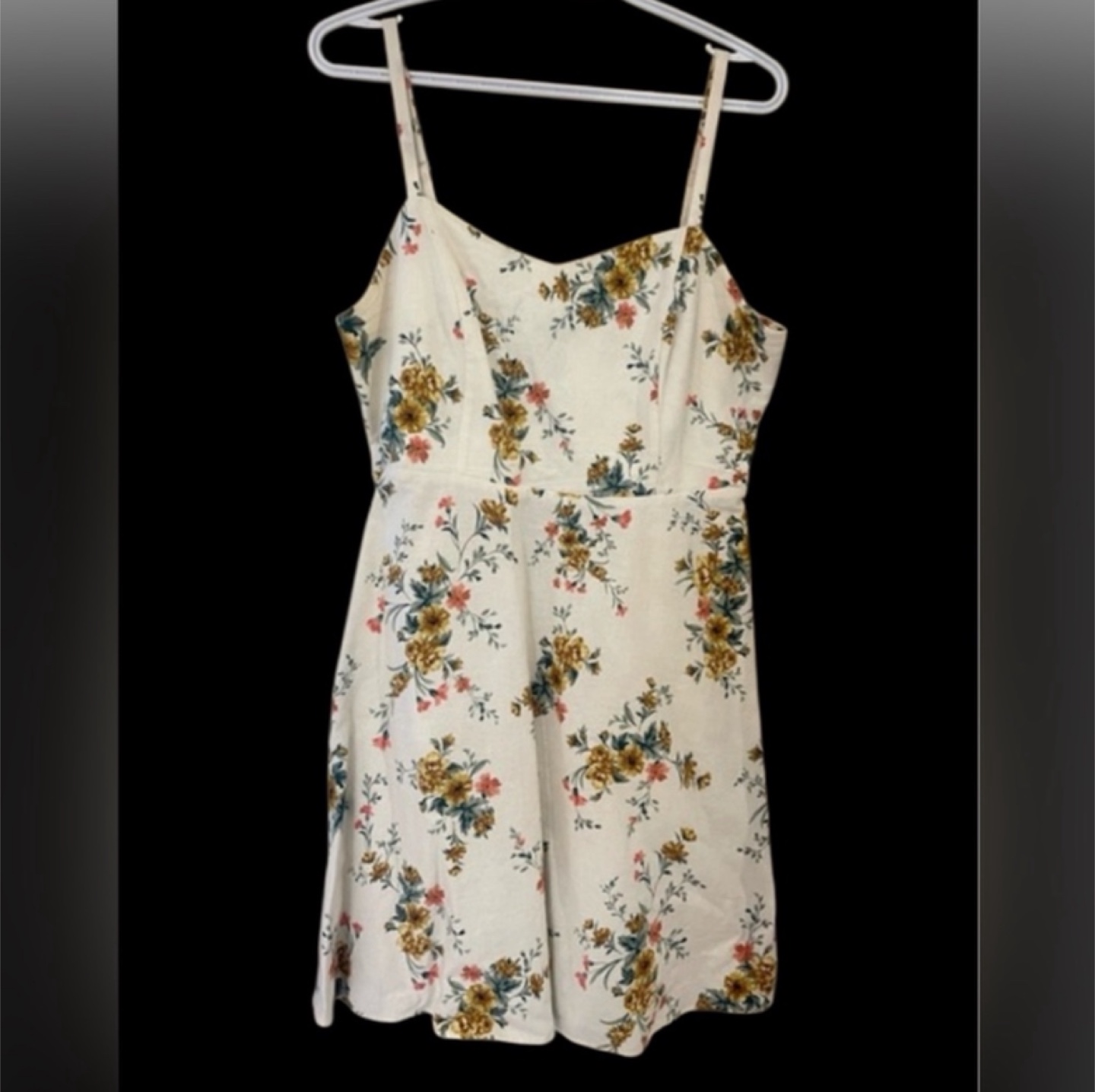 Floral linen-blend fit & flare cami dress