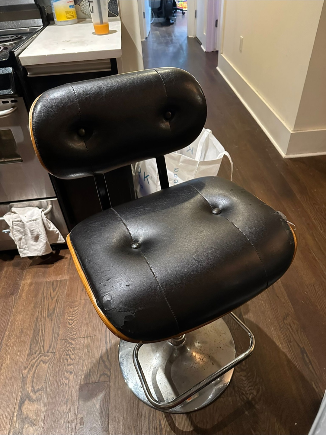 Black Leather Bar Stool