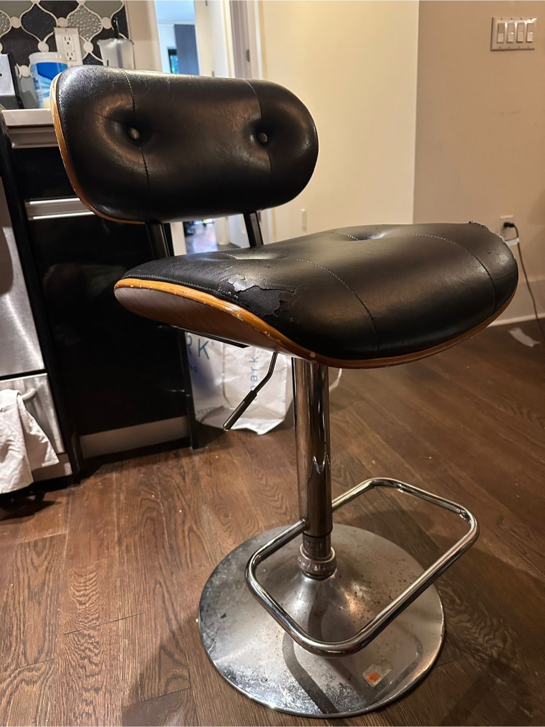 Black Leather Bar Stool - photo 2