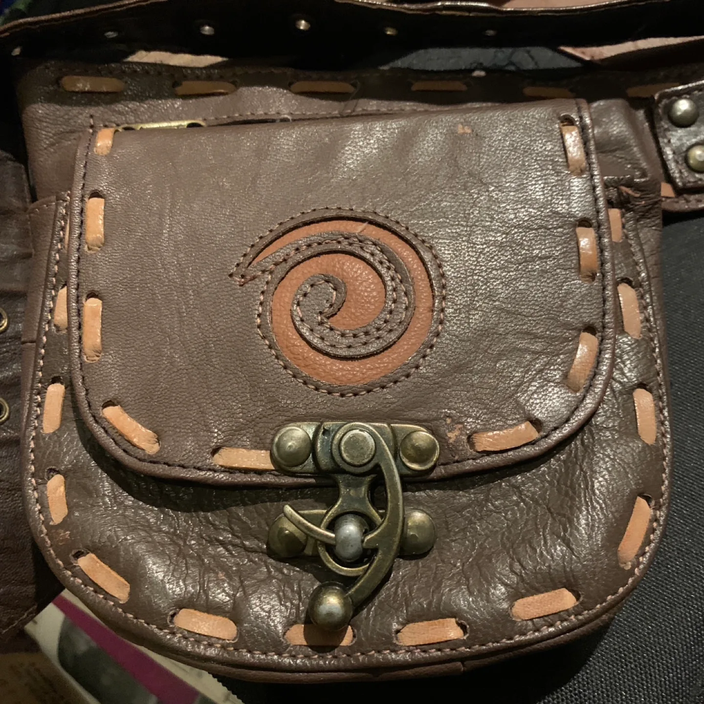 Brown Leather Waist Bag 💚 🥕 thumbnail