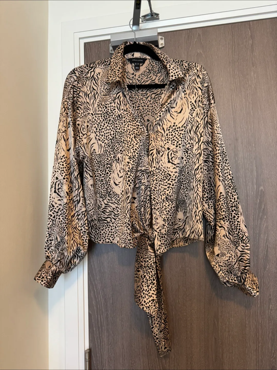 Animal Print Tie-Front Blouse thumbnail