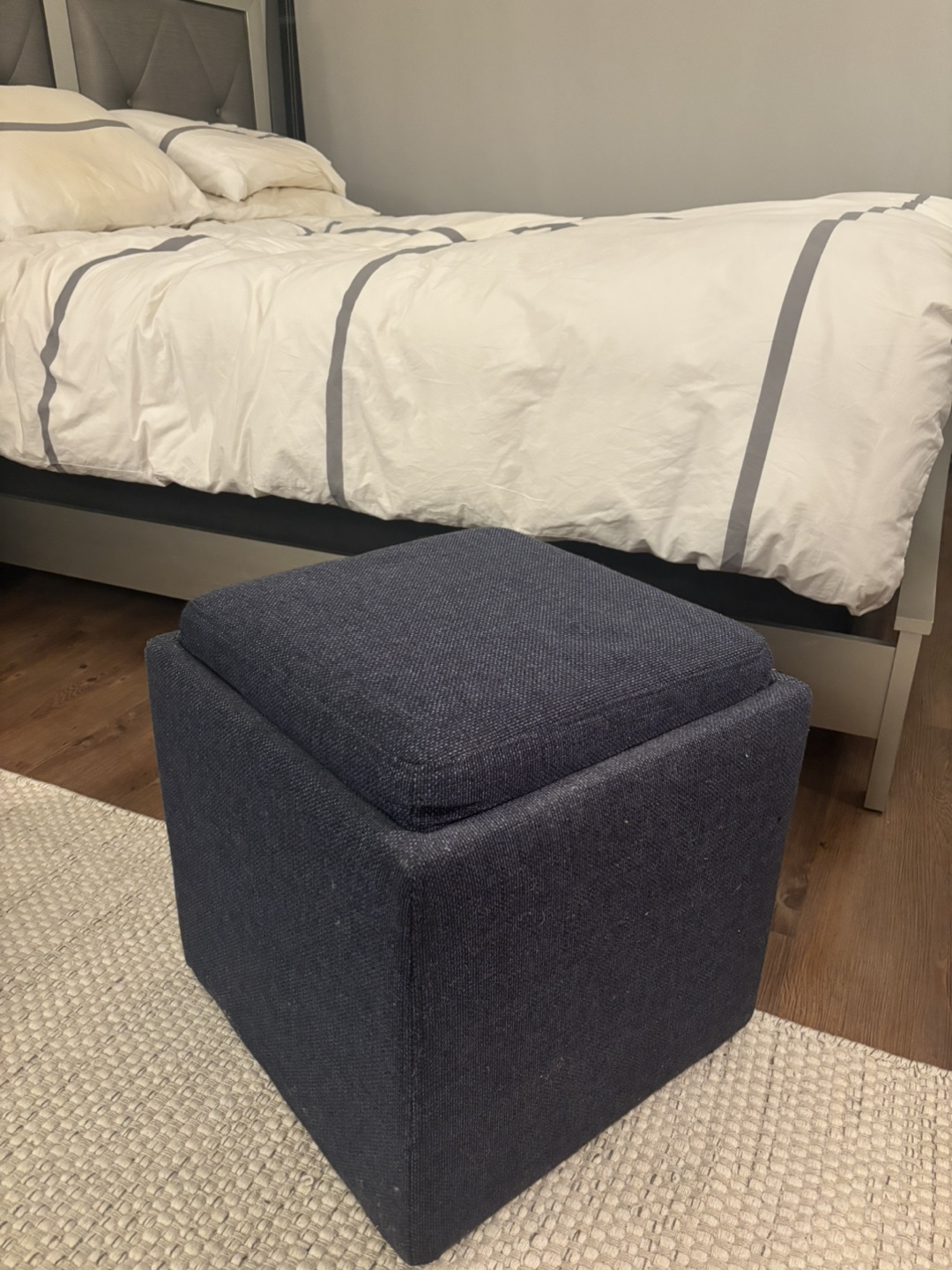 Blue Square Ottoman with Tray Top - photo 2