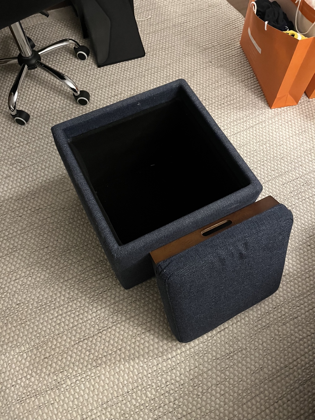 Blue Square Ottoman with Tray Top - photo 3