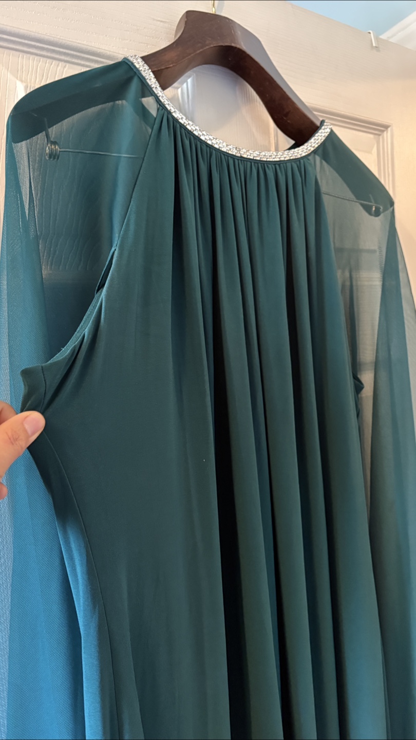 Emerald Green Maxi Dress with Cape size 14w - photo 4