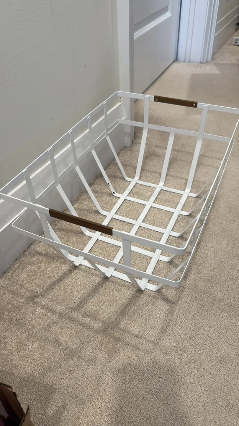 White Metal Basket with Handles thumbnail