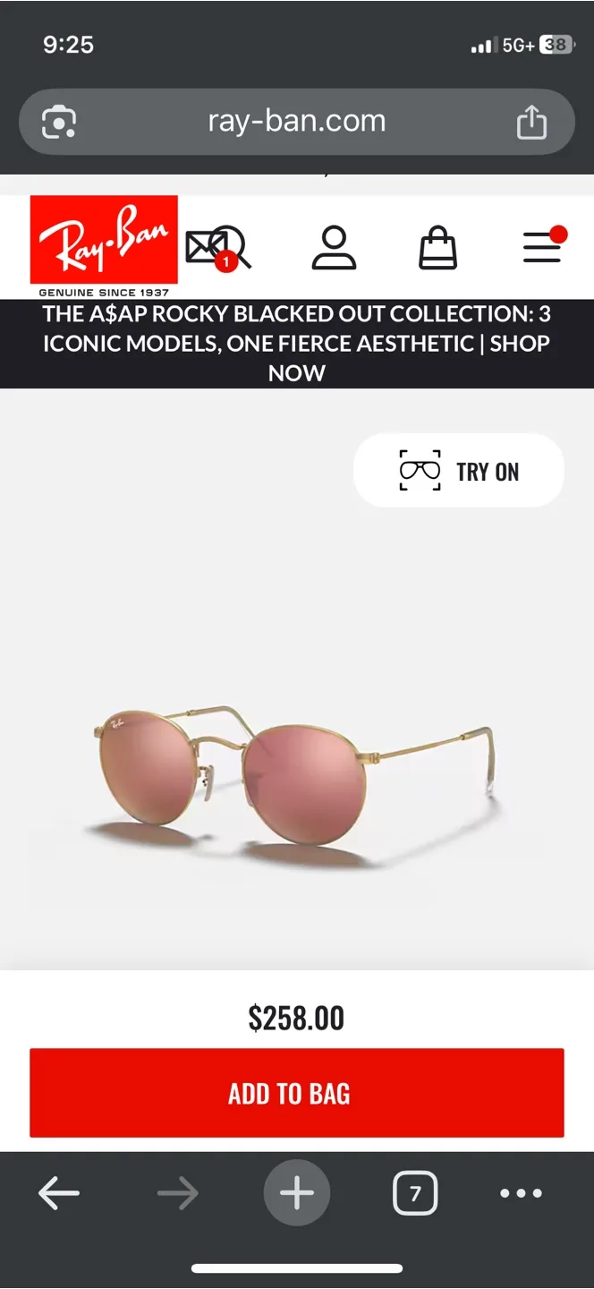 Ray Ban Mirrored Rose Gold Sunglasses image indicator(4)