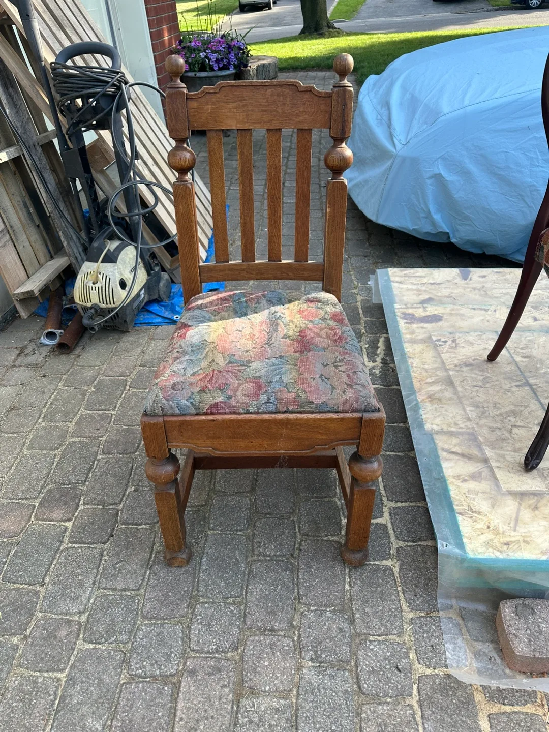 Wooden Floral Upholstered Chair thumbnail
