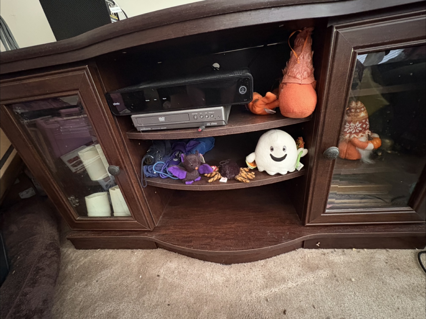 Wooden TV Stand with Cabinet Doors