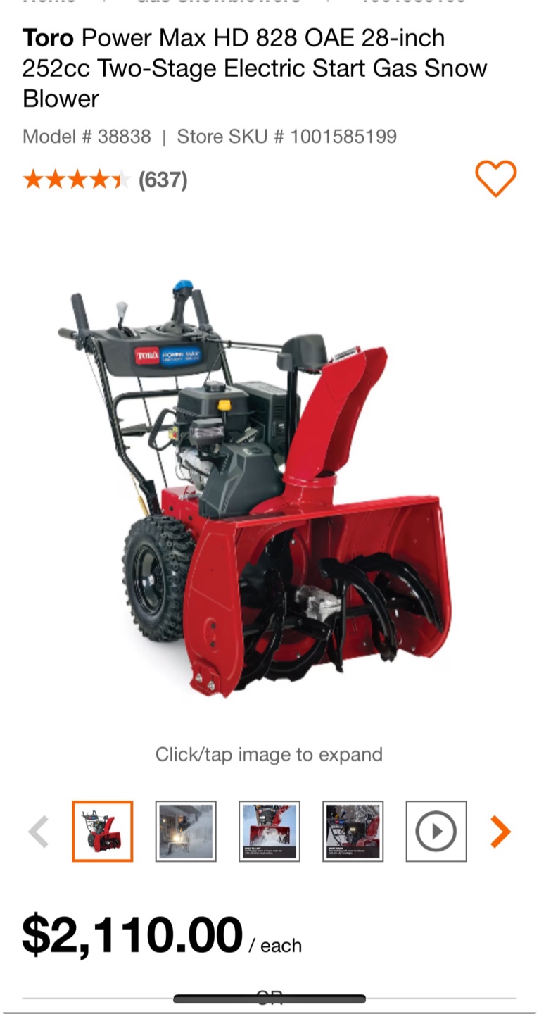 Toro Power Max HD 828 OAE Snow Blower