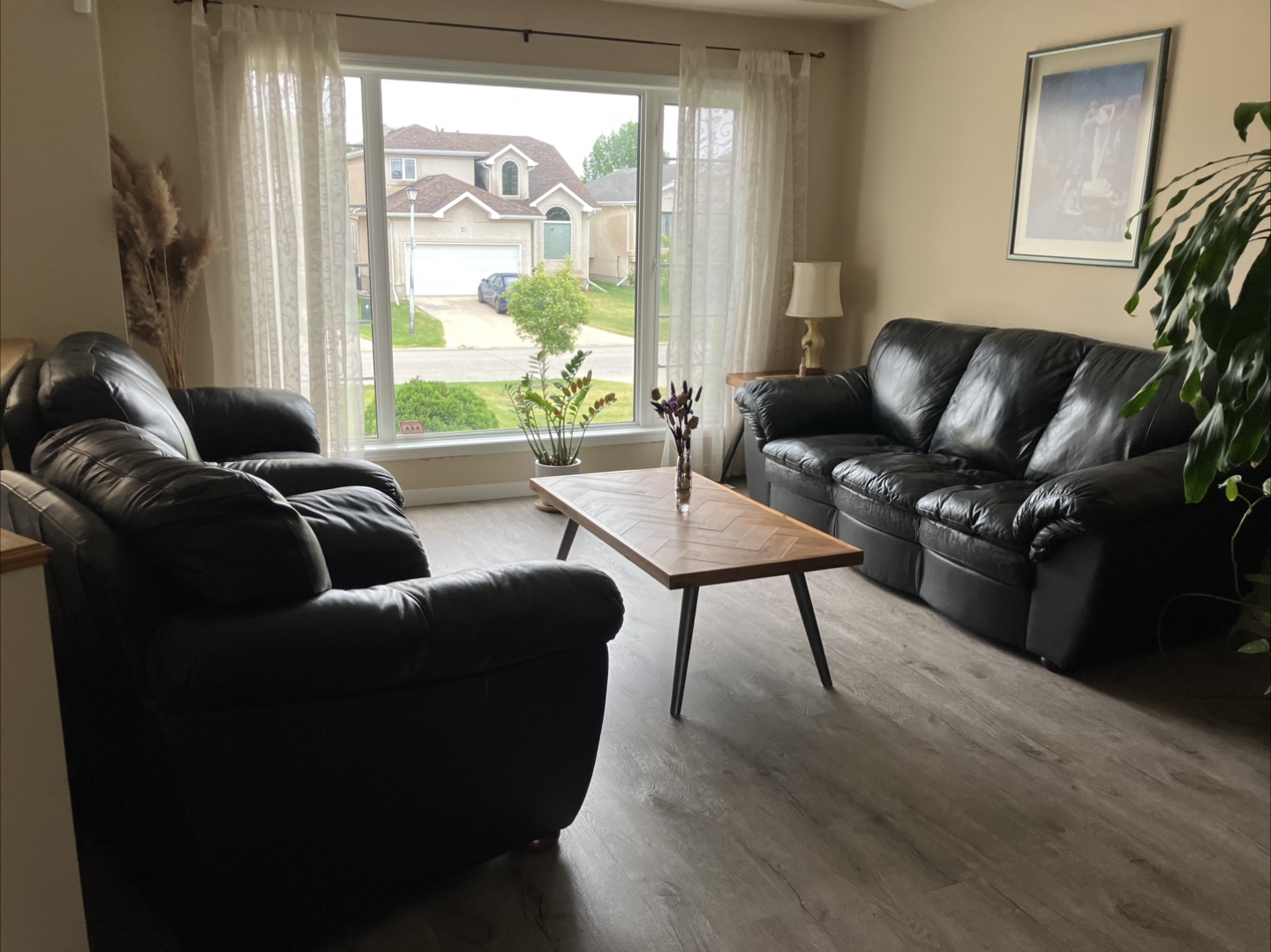 Gorgeous Black Leather Living Room Furniture Set