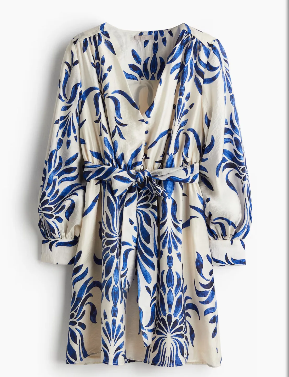 H&M Printed Dress with Tie Belt size L thumbnail
