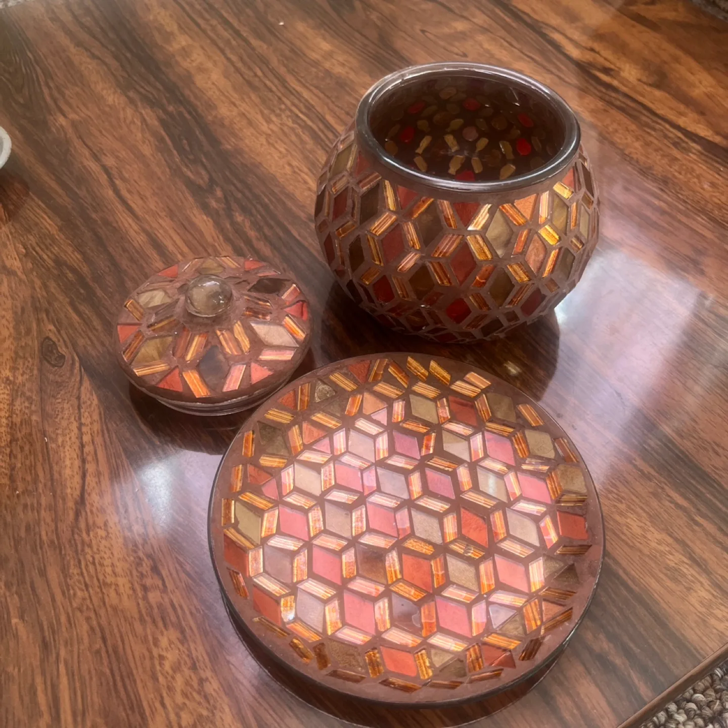 Mosaic Glass Jar & tray Set thumbnail