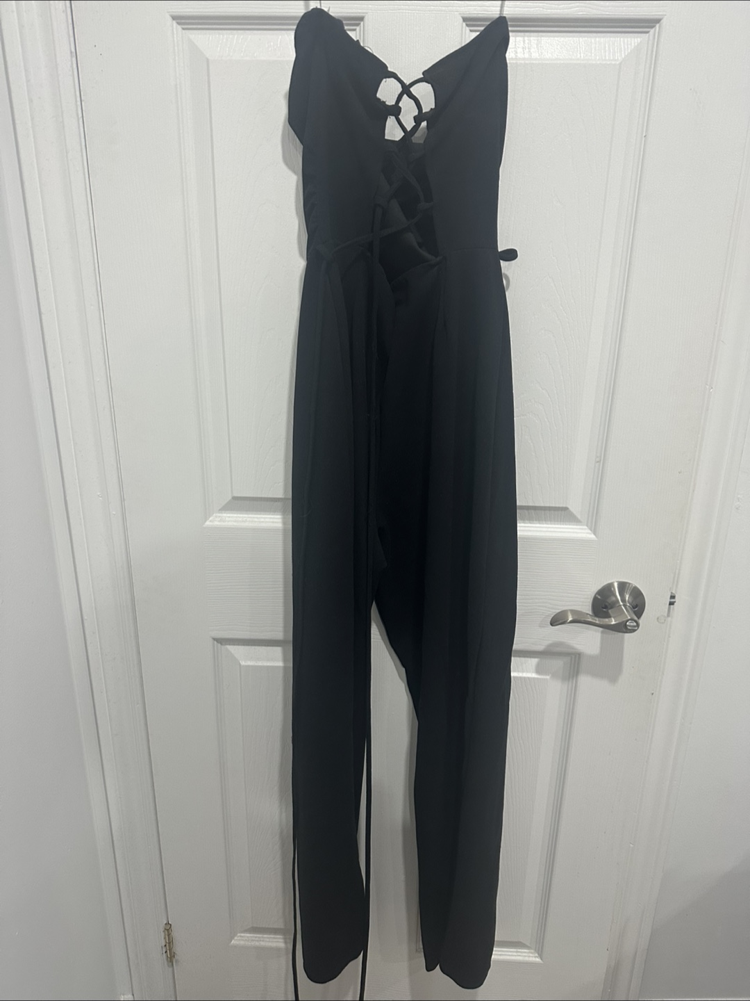 Black Lace-Up Back Jumpsuit - photo 3