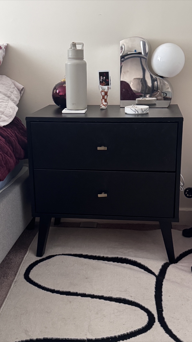 Black Nightstand With Two Drawers - photo 5
