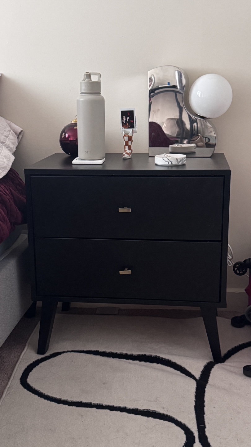 Black Nightstand With Two Drawers - photo 3