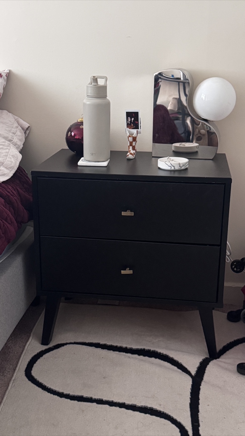 Black Nightstand With Two Drawers - photo 2