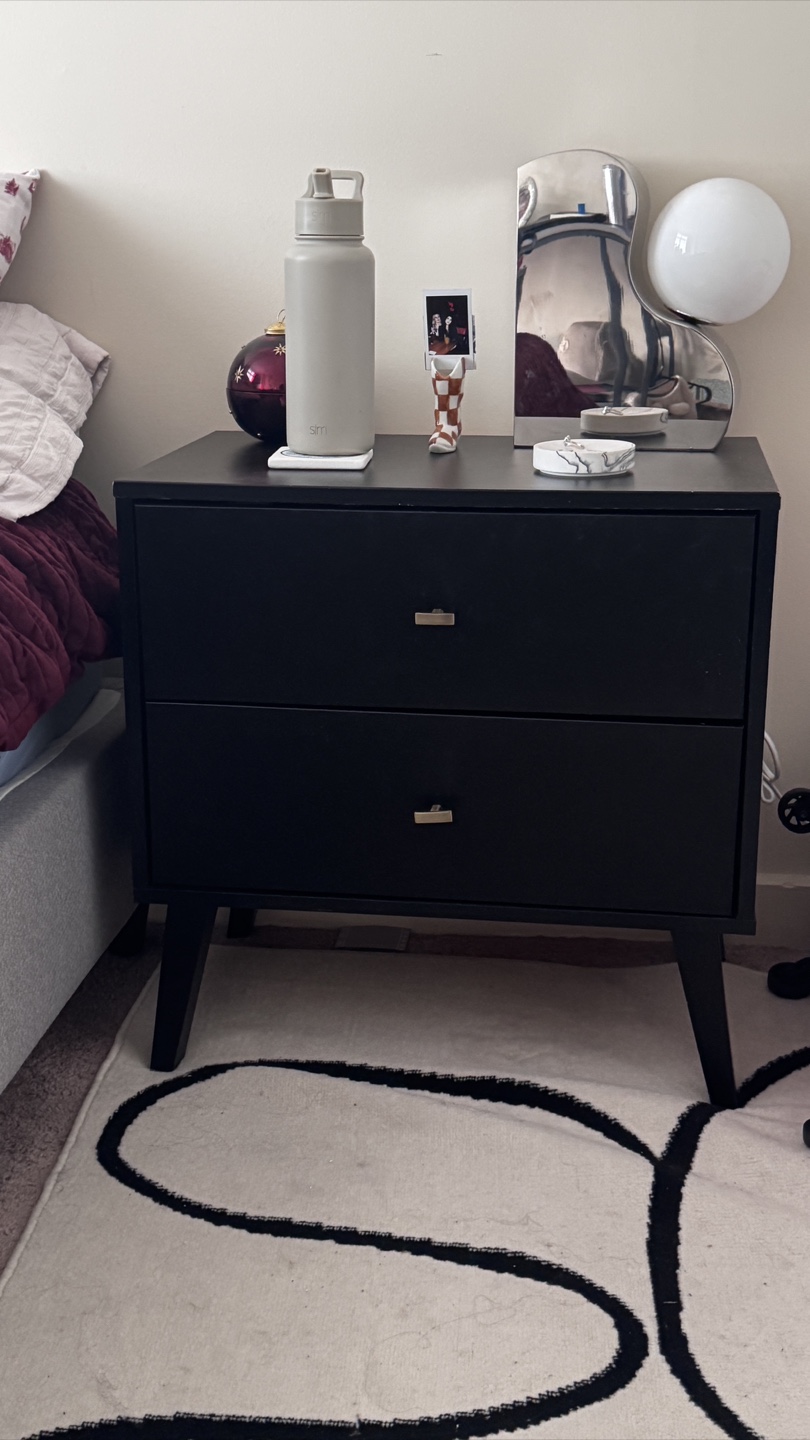 Black Nightstand With Two Drawers - photo 4