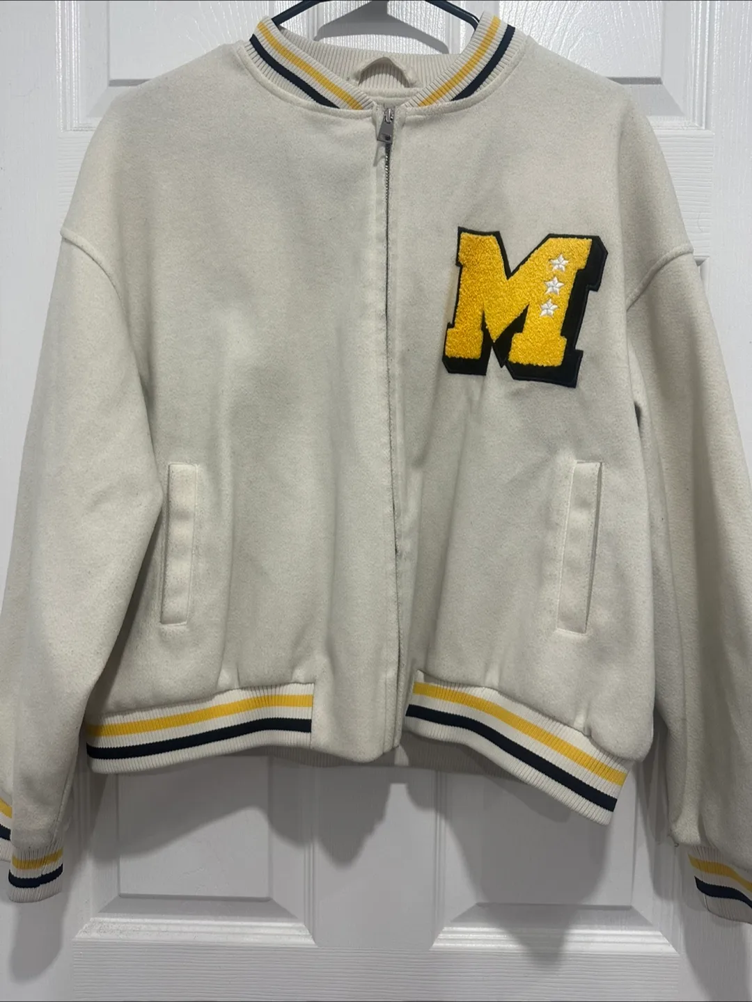 Varsity Jacket with Motorcycle Racing Graphic thumbnail