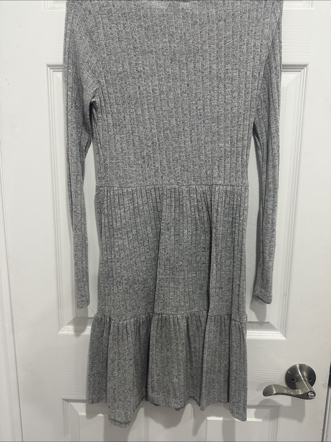 SHEIN Grey Ribbed Long Sleeve Dress - photo 3